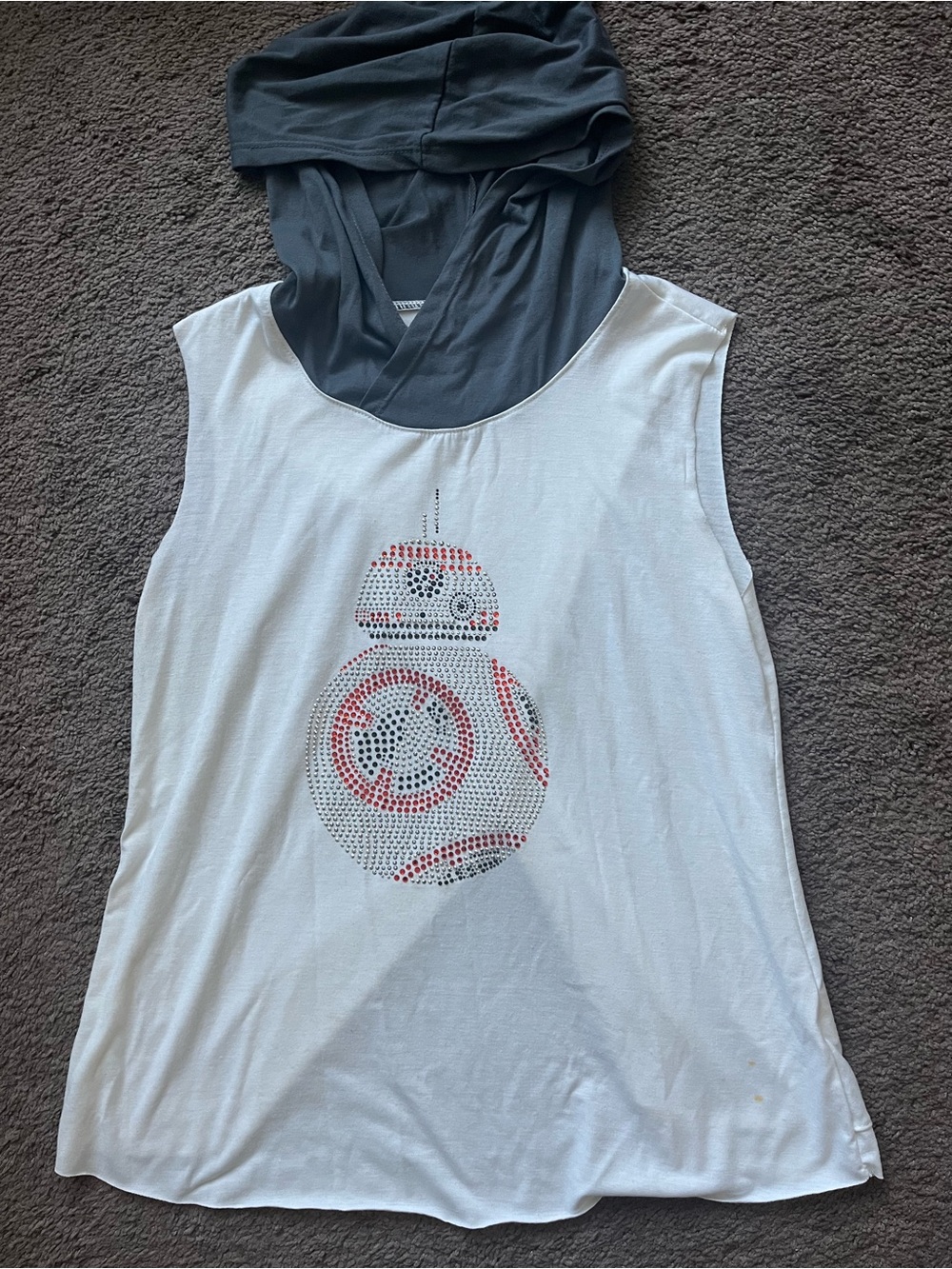 Star Wars White Tank with Gray Hood and Gold Logo